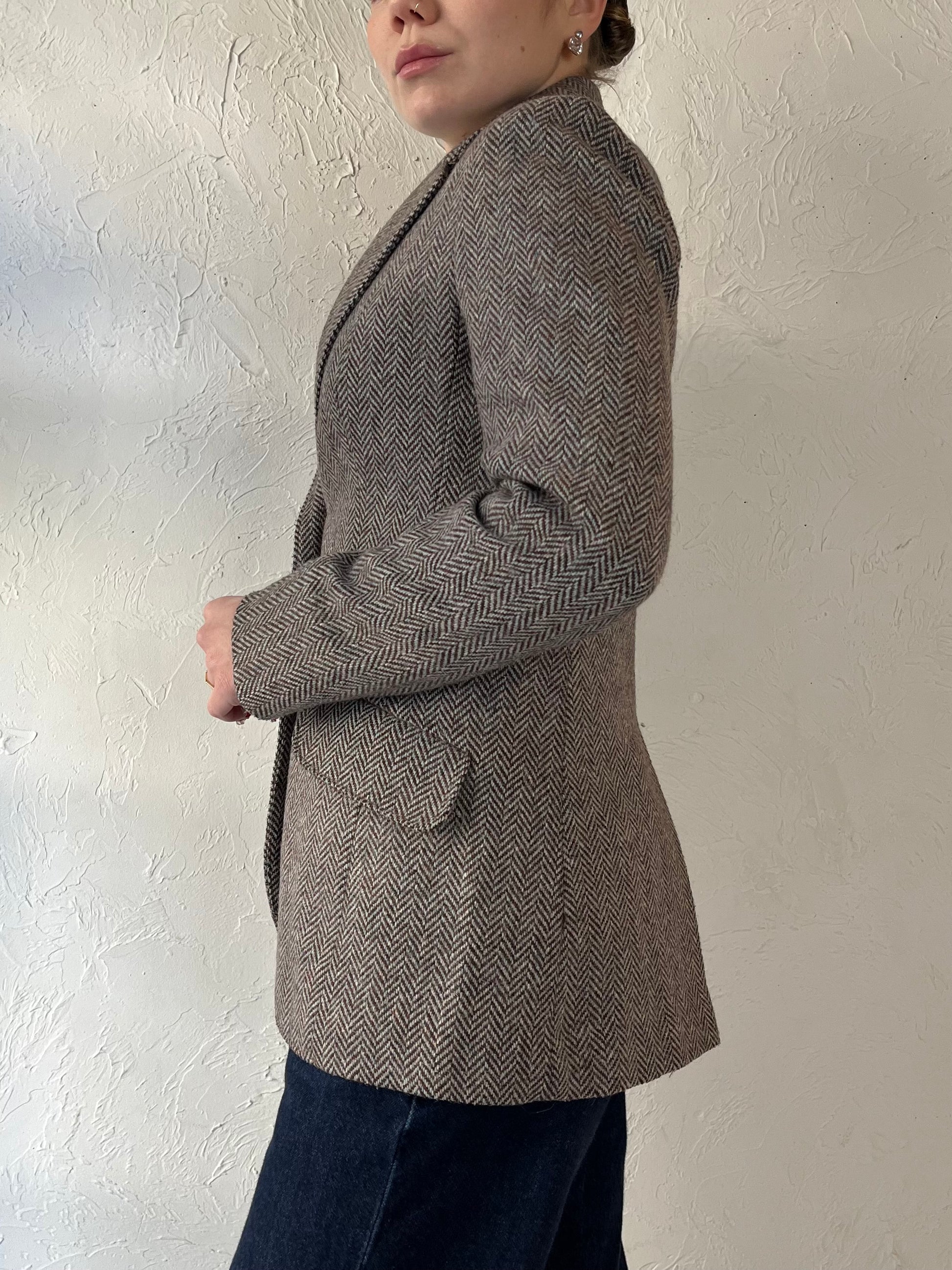 80s ‘Jacardi’ Fitted Wool Blazer / Small