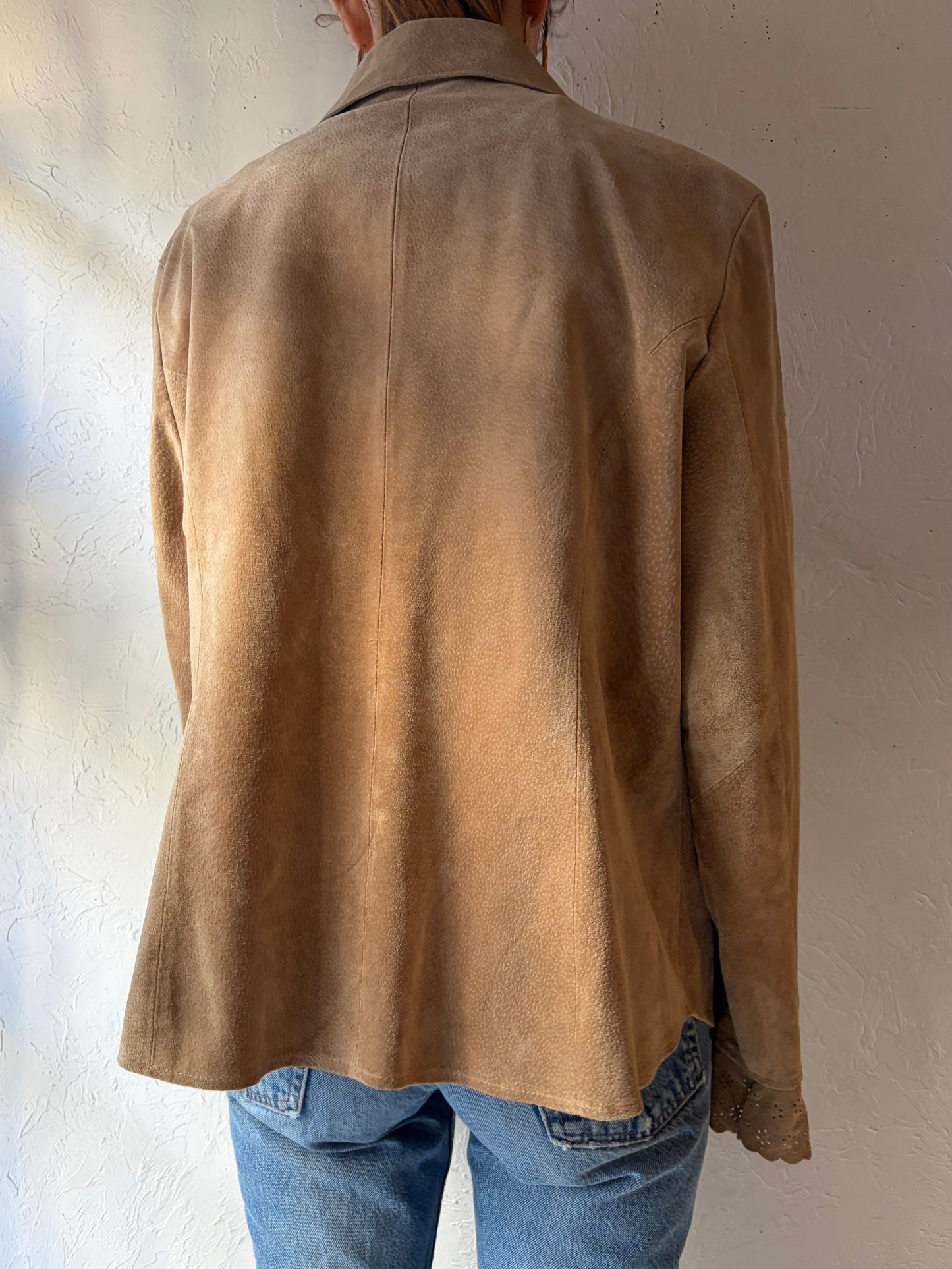 Y2k 'Live A Little' Suede Jacket / XL