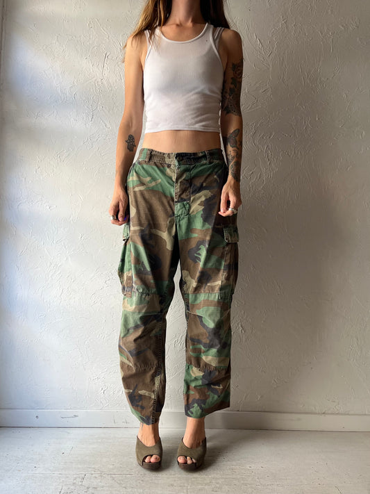 Vintage Authentic Army Camouflage Cut Off Pants / Medium