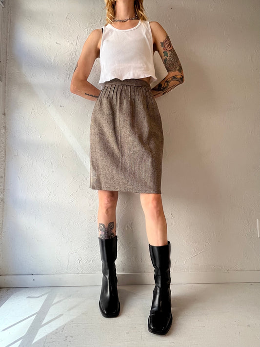 80s 'Summa' Tweed Wool Midi Skirt / Small