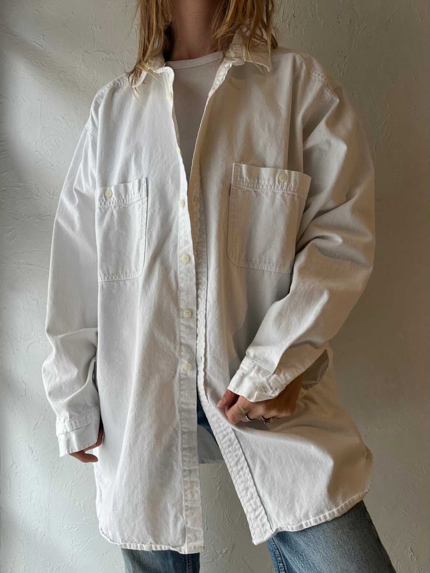 90s ‘Levi’s’ White Cotton Denim Shirt / XL