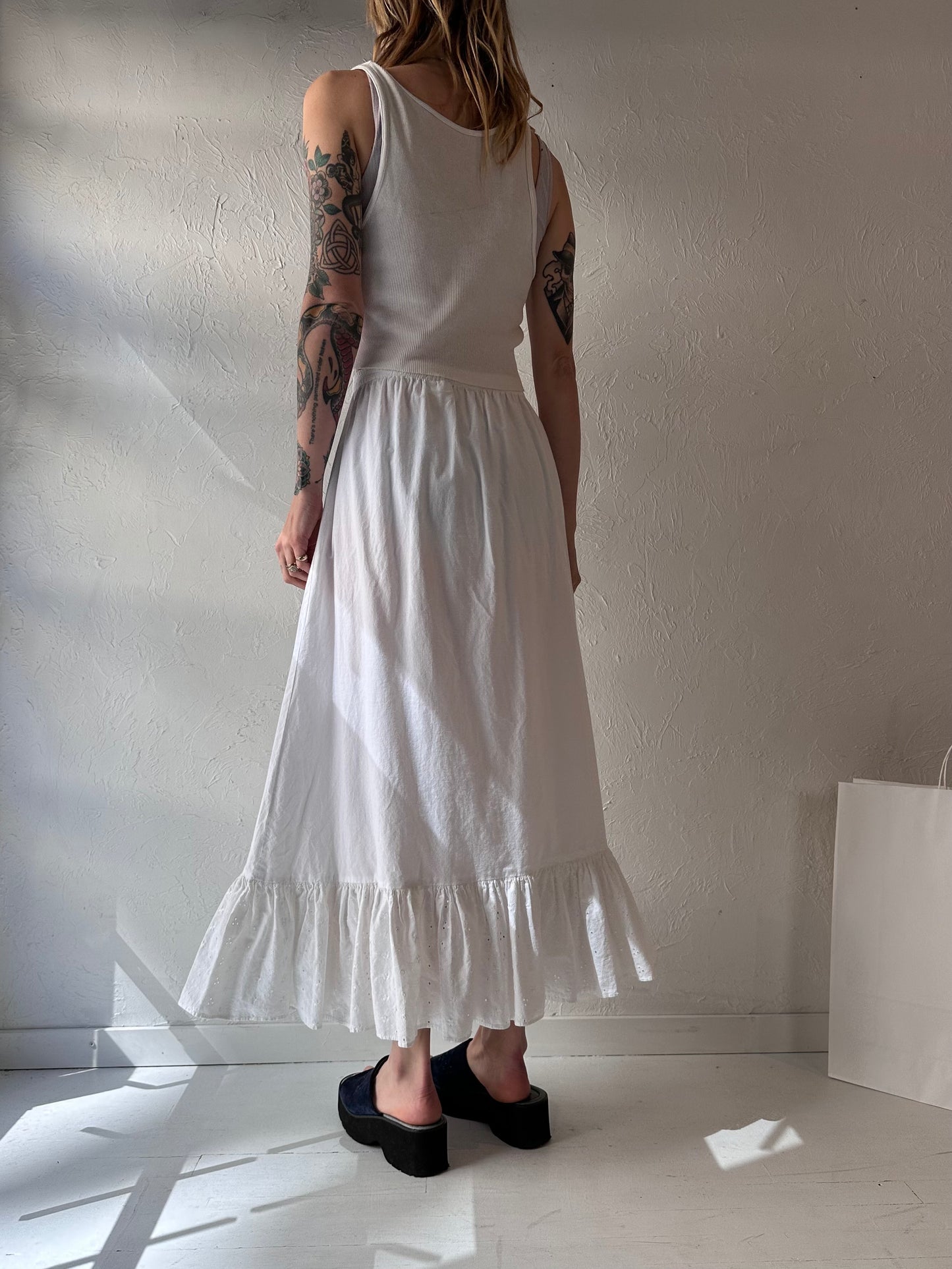 90s 'Desert West' White Maxi Skirt / Small