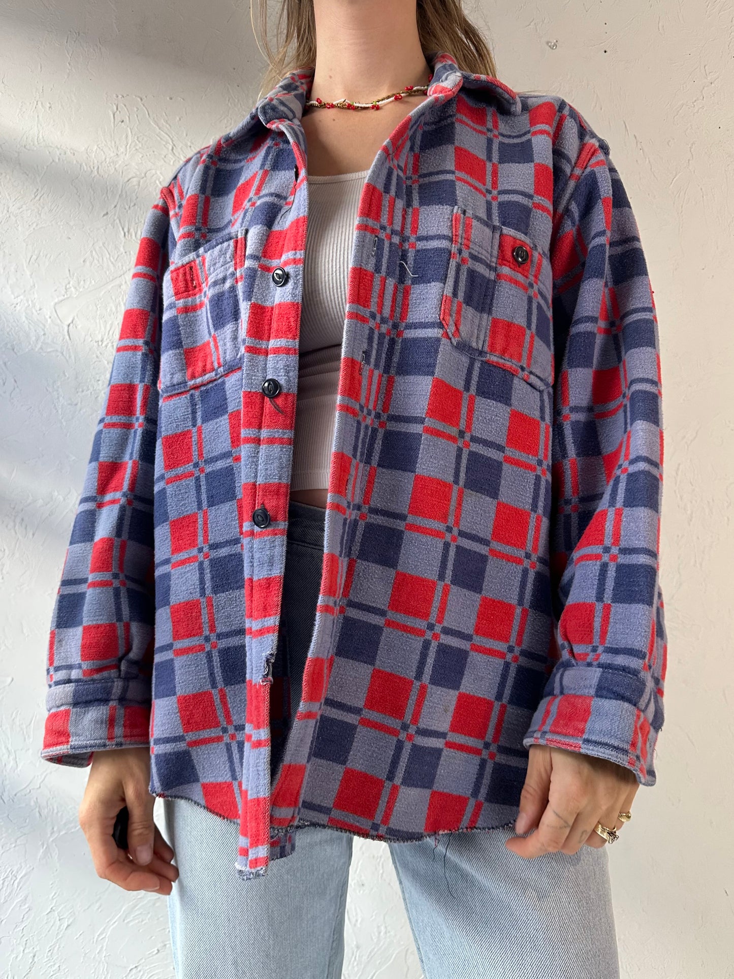 Vintage 'Champion' Thick Cotton Flannel Shirt / Medium - Large