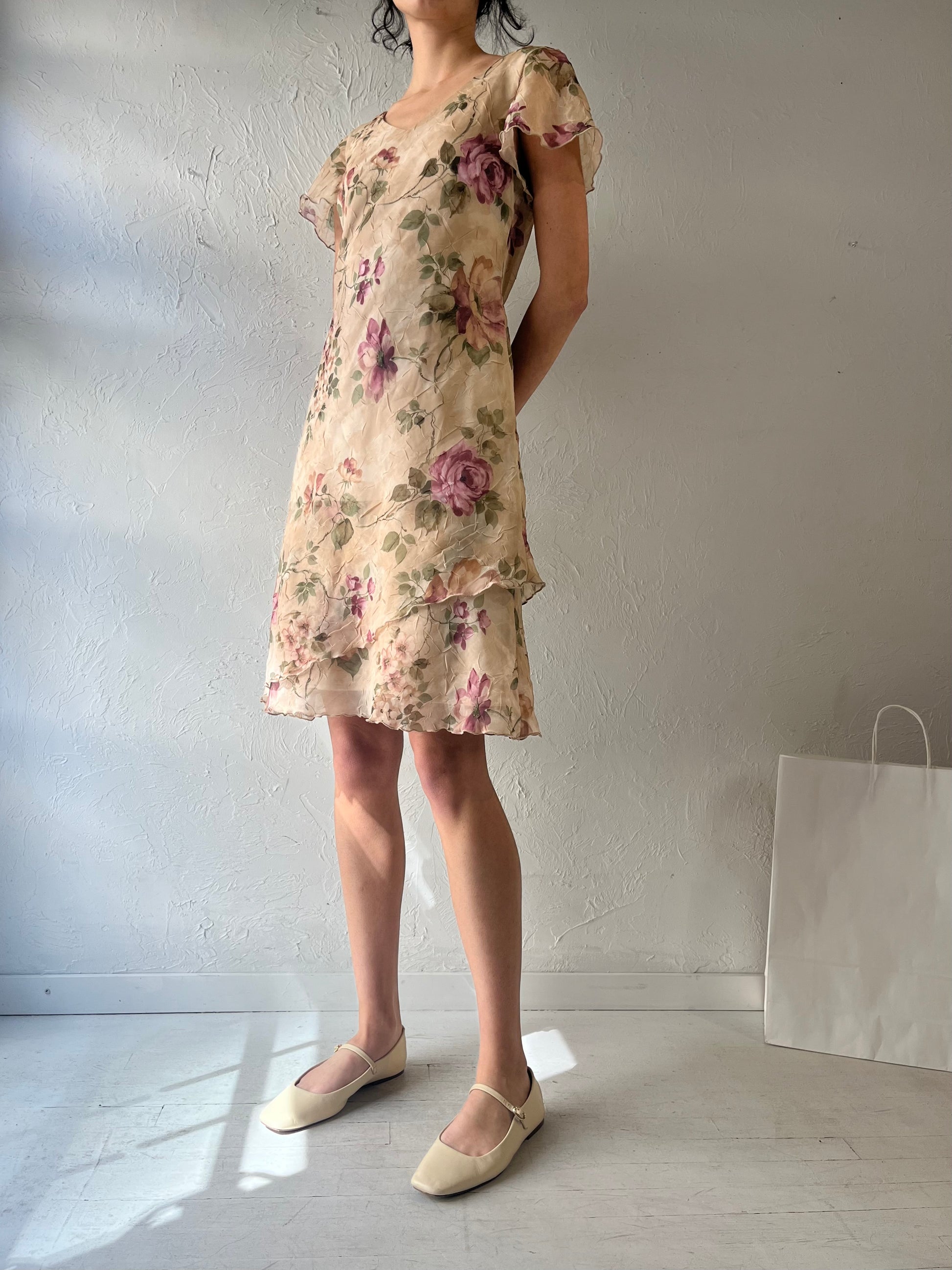 90s 'SL Fashions' Crinkle Polyester Mini Dress / Small Wildhoneygoods 90s 'SL Fashions' Crinkle Polyester Mini Dress / Small Wildhoneygoods