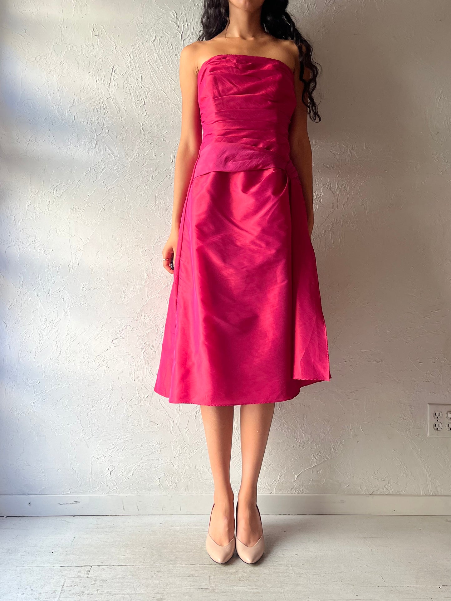 Y2k 'B2" Hot Pink Strapless Formal Dress / Large