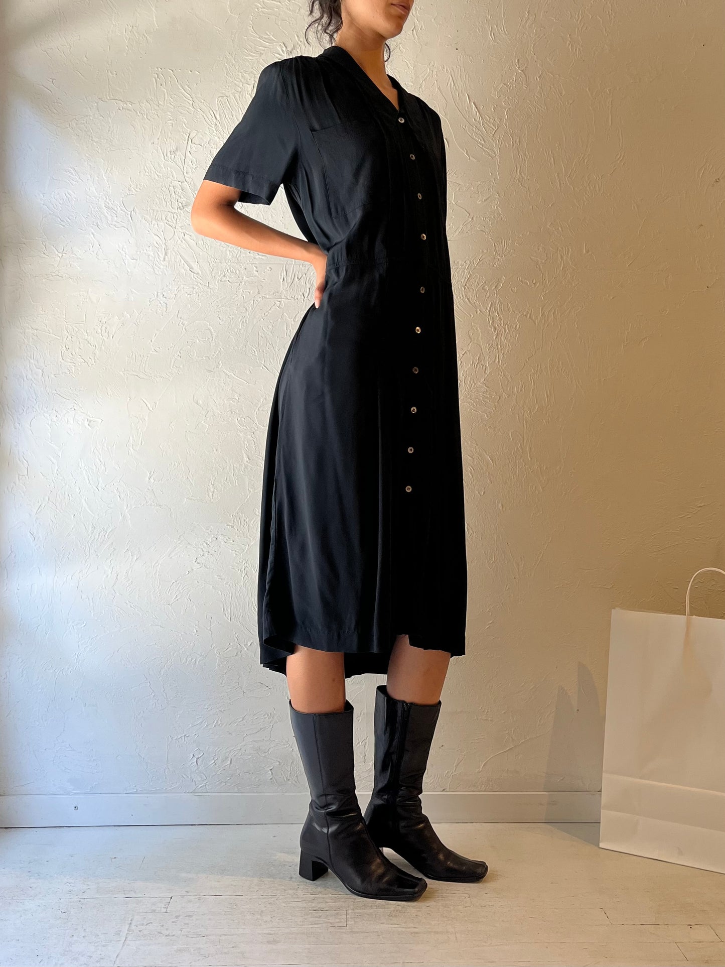 90s ‘Liz Claiborne’ Black Shirt Dress / Large