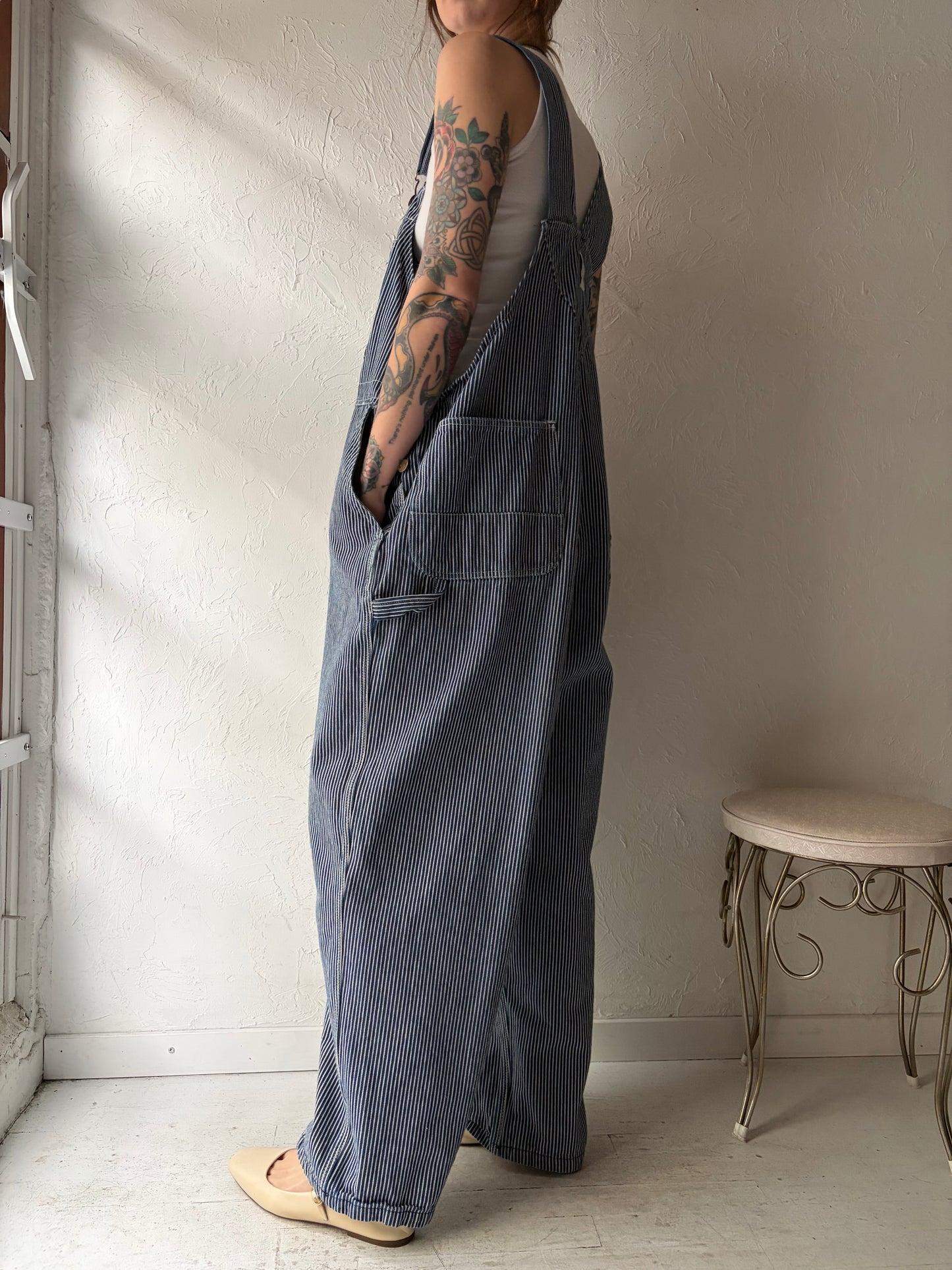 Y2K ‘Key’ Pinstripe Overalls / XL