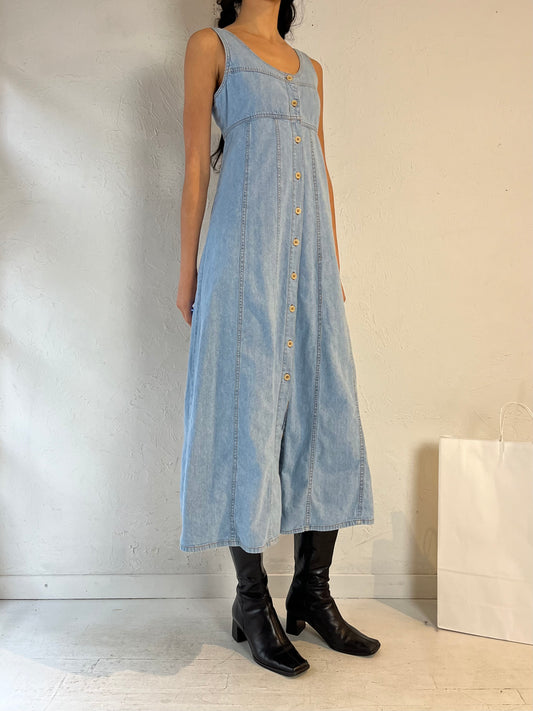 90s ‘Rio’ Button Up Denim Dress / Medium