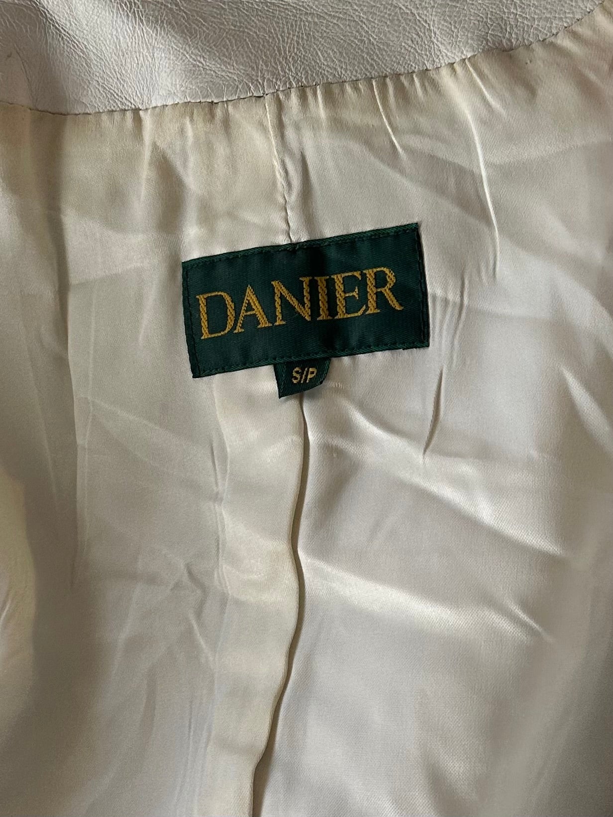 90s 'Danier' White Leather Jacket / Small