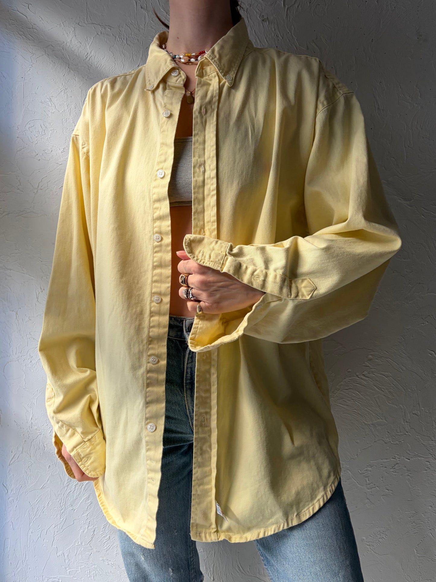 90s 'Ralph Lauren' Yellow Button up Dress Shirt / XL