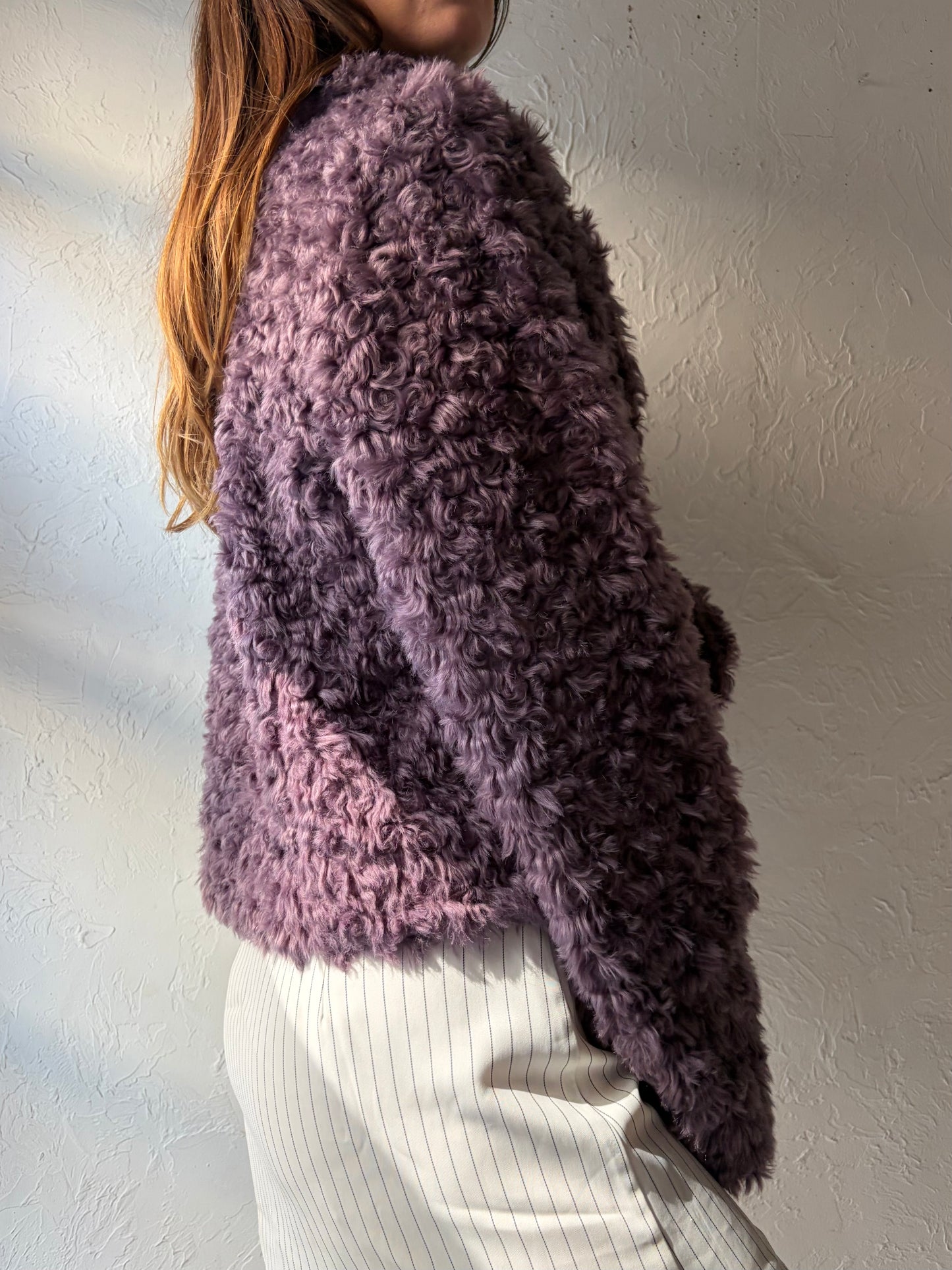 Y2k 'Kate Spade' Purple Faux Fur Jacket / Small