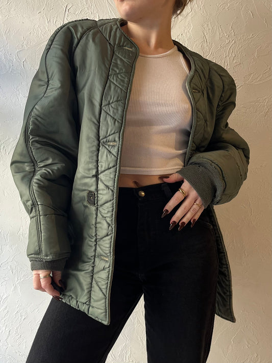 80s Heavy Duty Faux Shearling Lined Liner Jacket / Small
