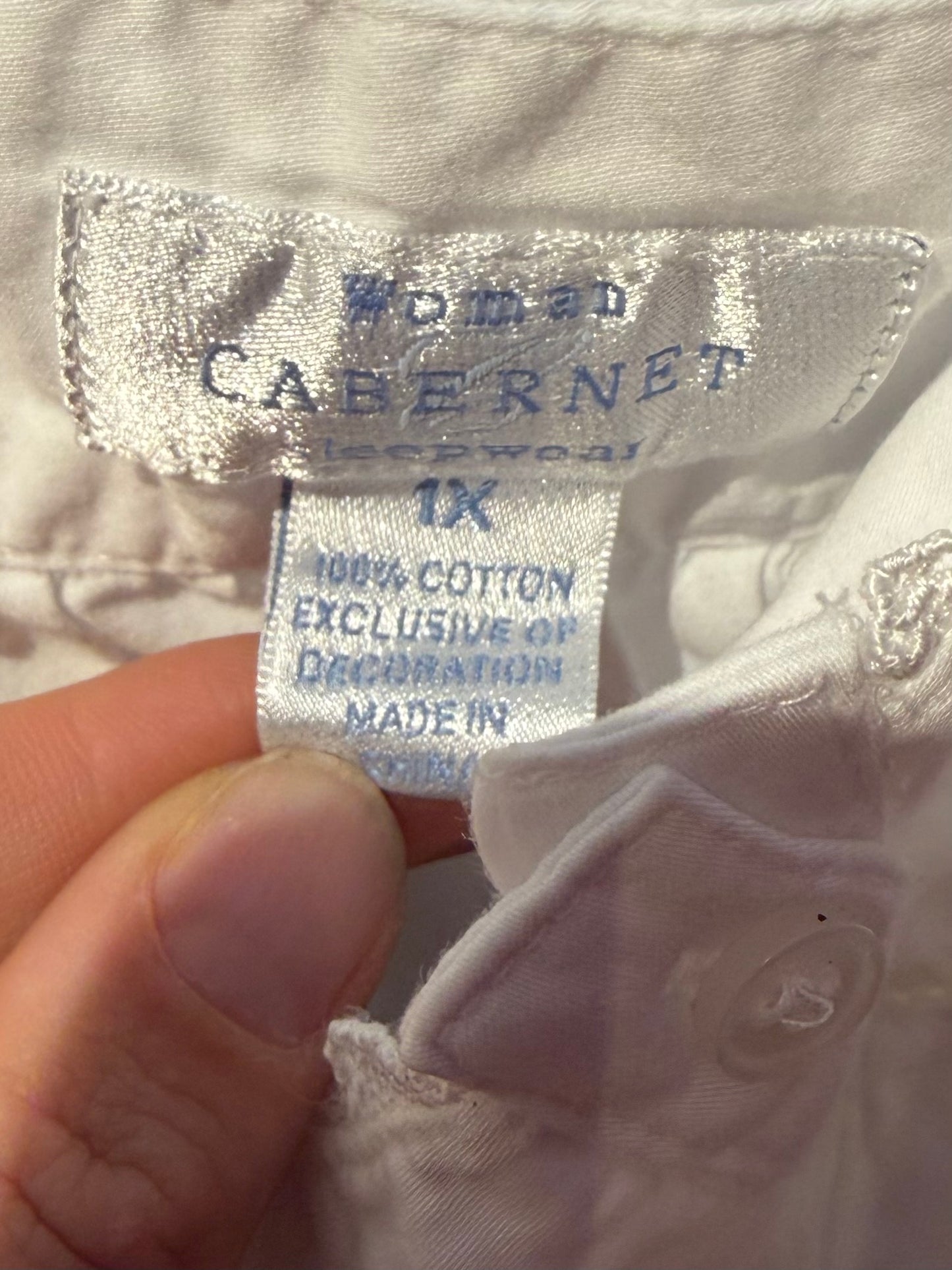 Y2k 'Cabernet' White Cotton Embroidered Dress / XL