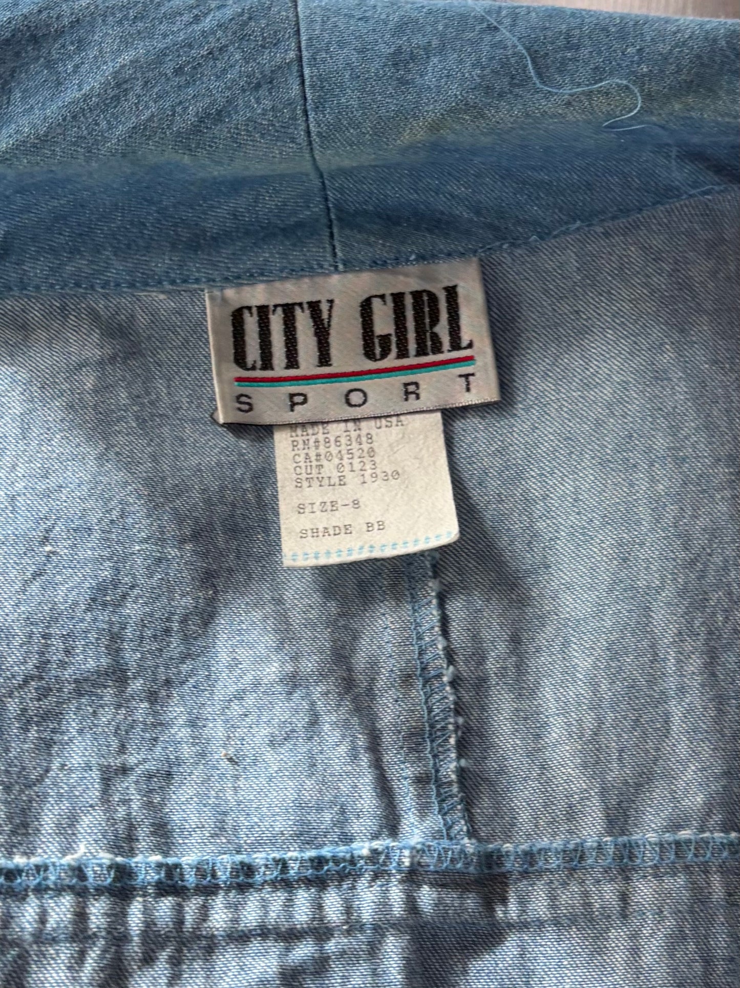 80s 'City Girl' Retro Embellished Western Denim Jacket / Medium