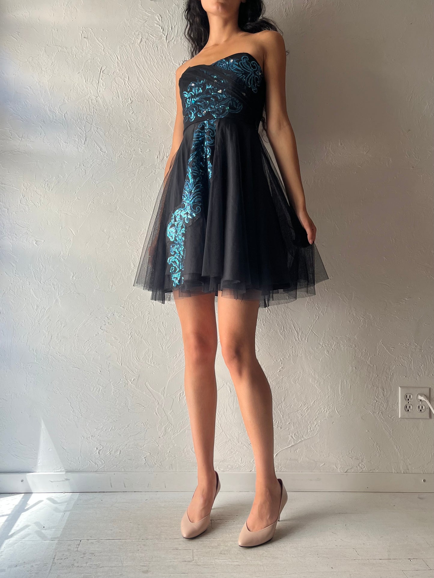 90s 'Le Chateau' Strapless Formal Mini Dress / XXS