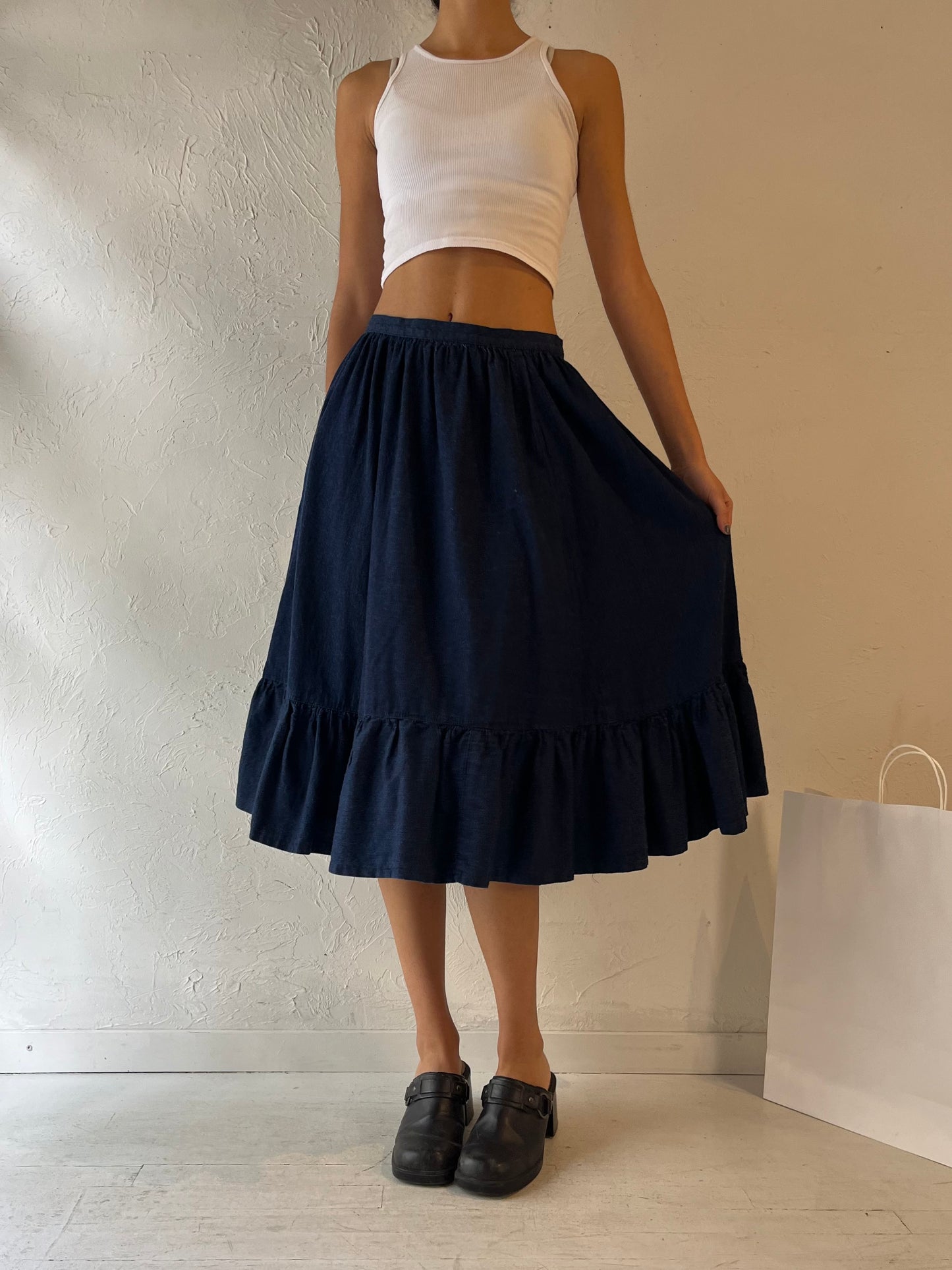 90s Denim Peasant Skirt / Small - Medium