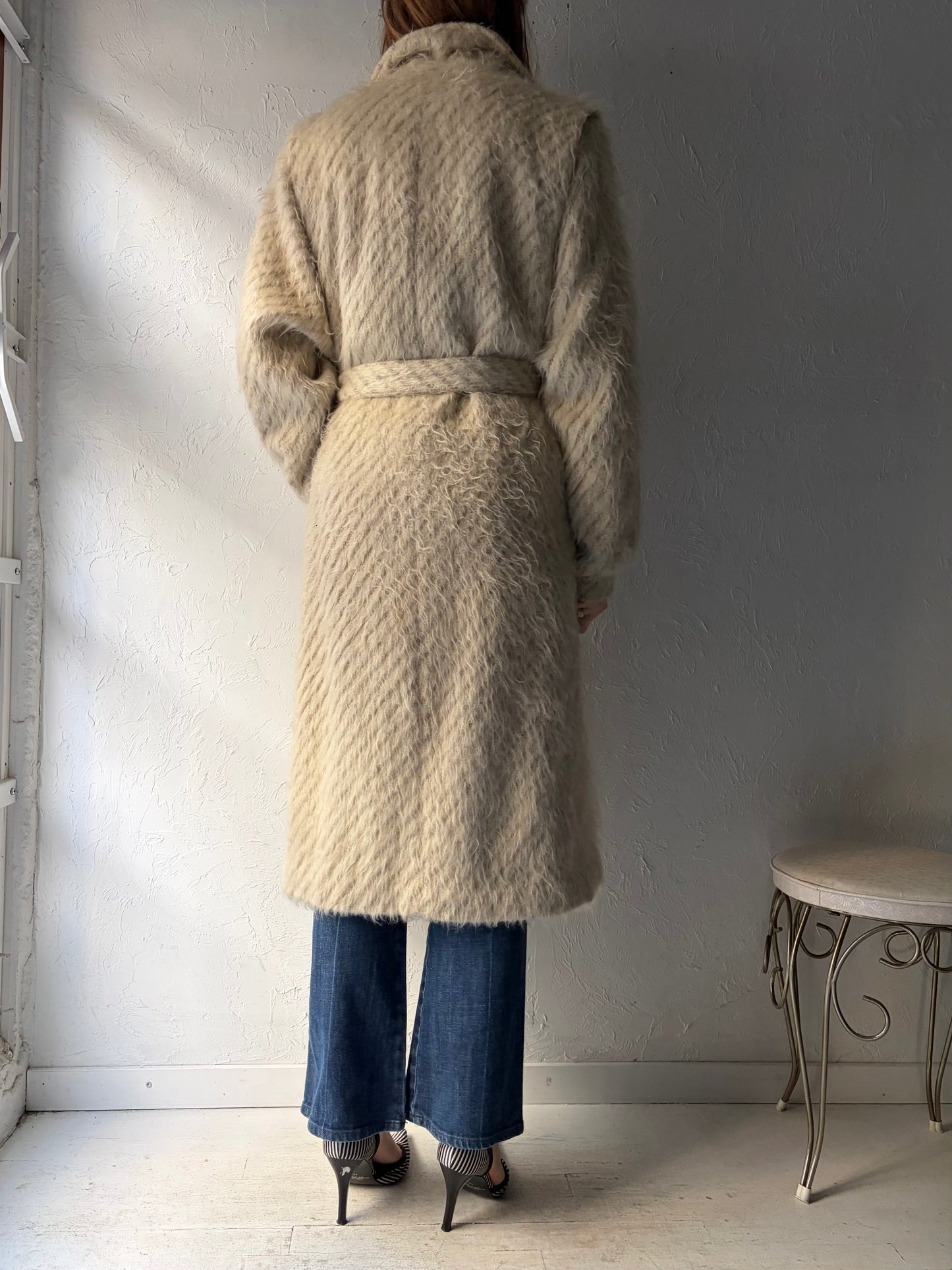 80s 'Electre' Fuzzy Knit Coat / Medium