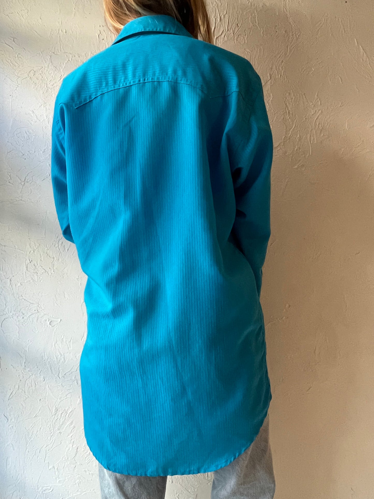 80s ‘MWG’ Blue Pearl Snap Western Shirt / Large