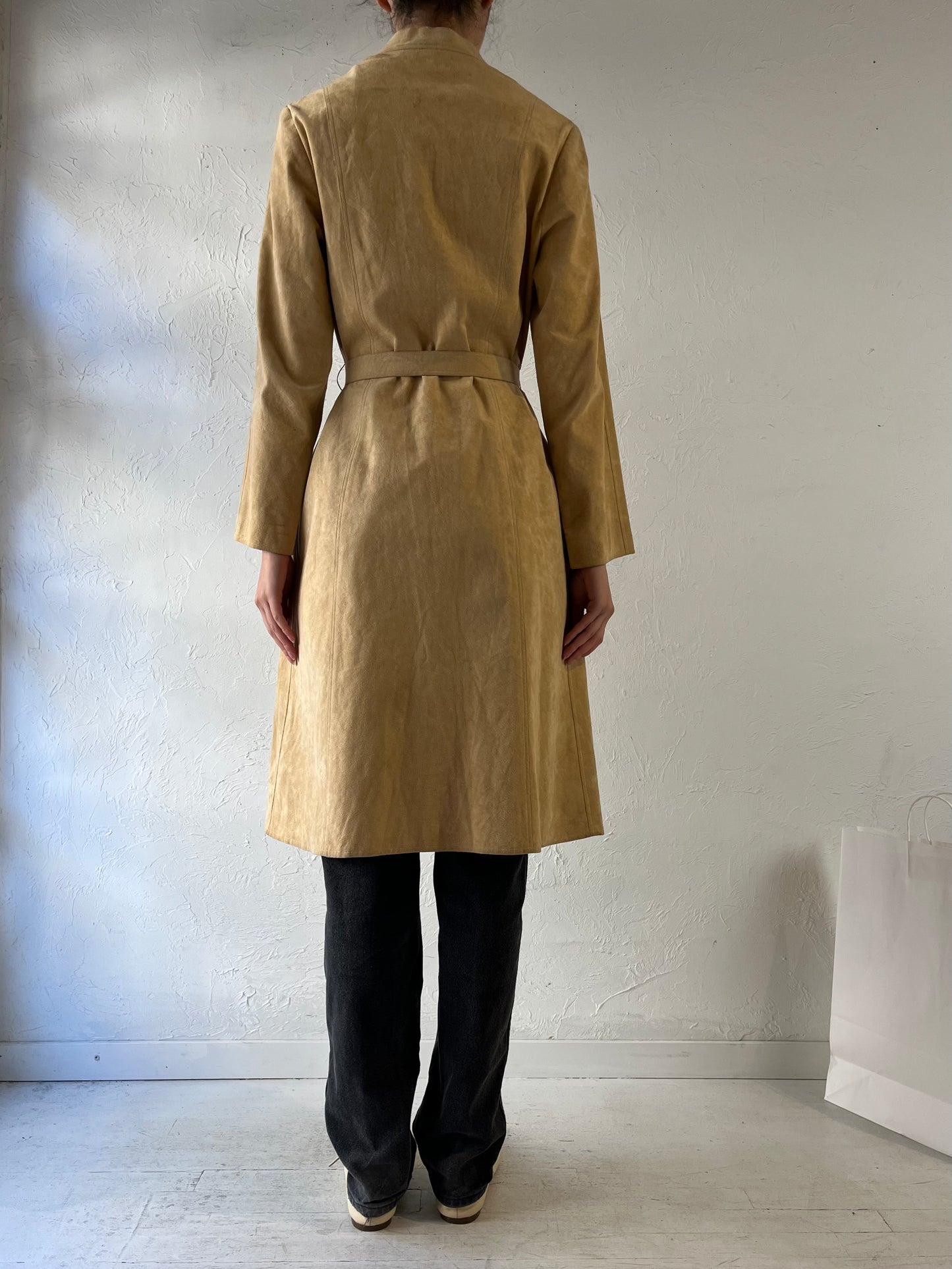 70s ‘Posh By Jay Anderson Lady Albert’ Beige Micro Suede Coat / Small