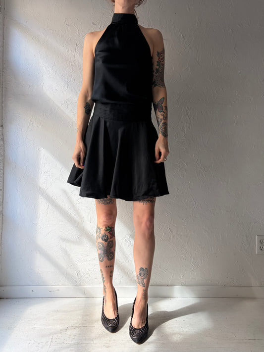 Y2k 'Jacob' Black Normcore Drop Waist Dress / Vintage 2000s Academia Midi Dress / XS