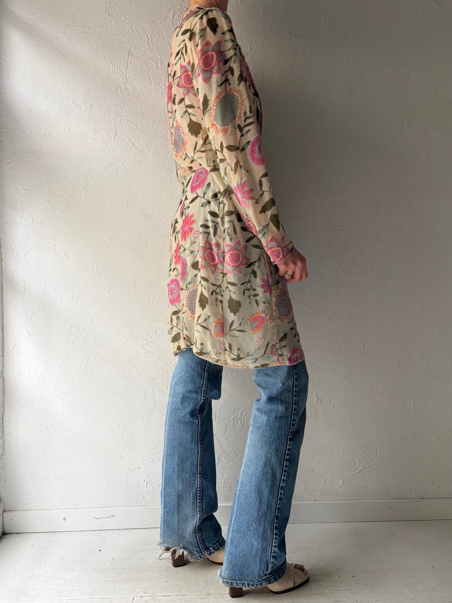 Vintage 'Emporio Armani' Sheer Floral Hippy Jacket / Small