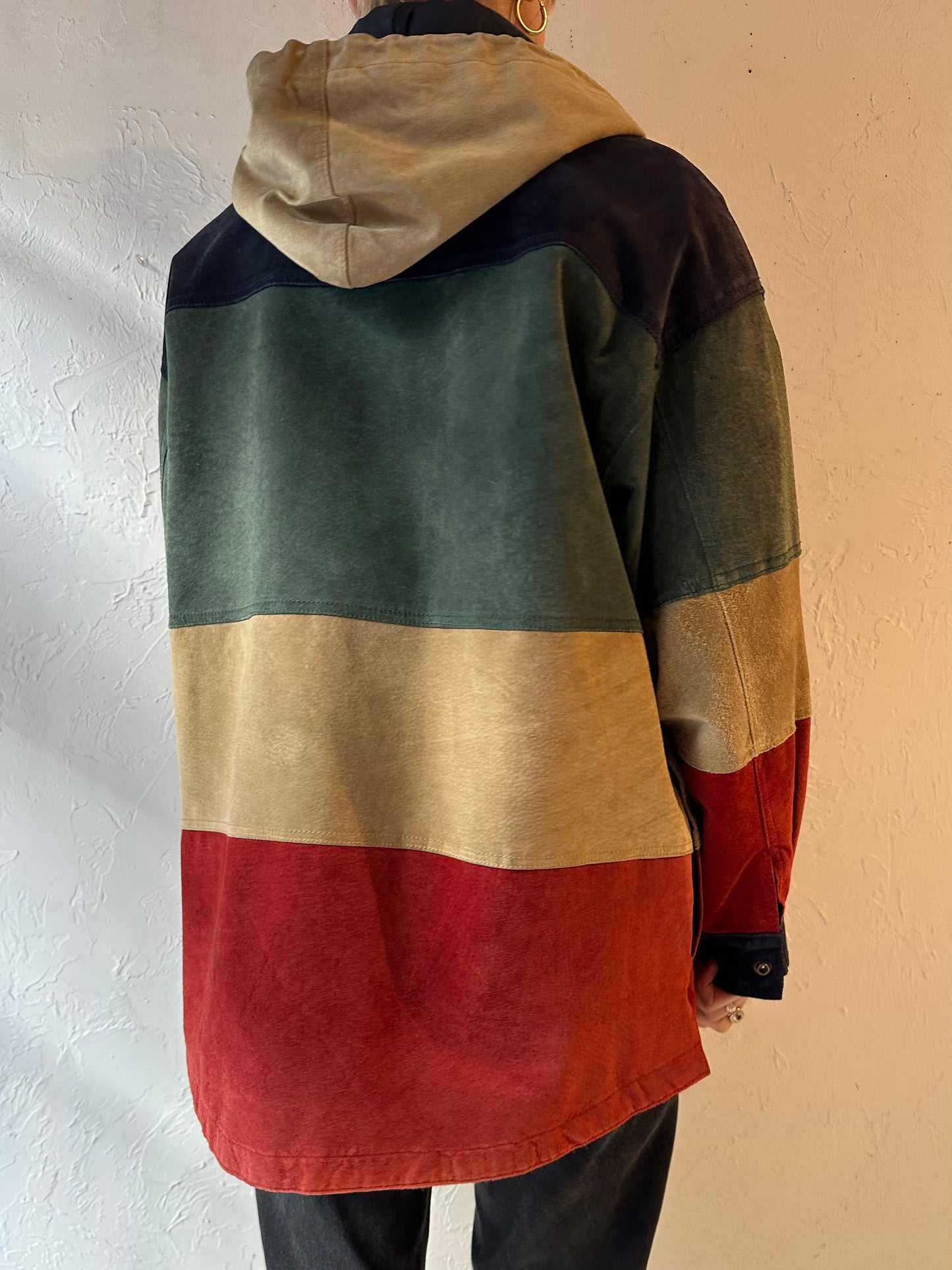 90s ‘Dalmys’ Suede Leather Hooded Jacket / Medium