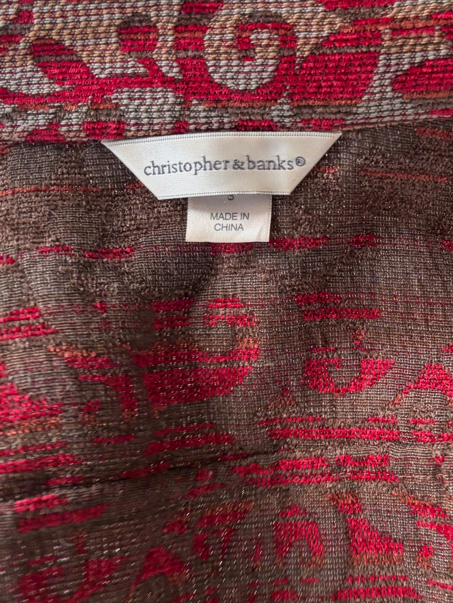 Y2k 'Christopher & Banks' Red Tapestry Jacket / Small