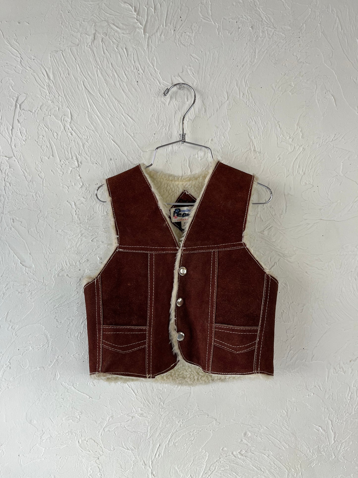 Vintage 'Genuine Leather' Suede Leather Kids Vest / 5T