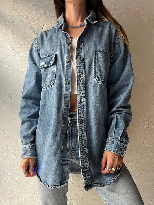 90s 'Polo Ralph Lauren' Button Up Denim Shirt / Medium