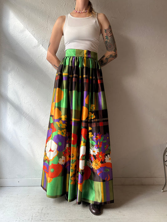 Vintage Handmade Satin Maxi Skirt / Small