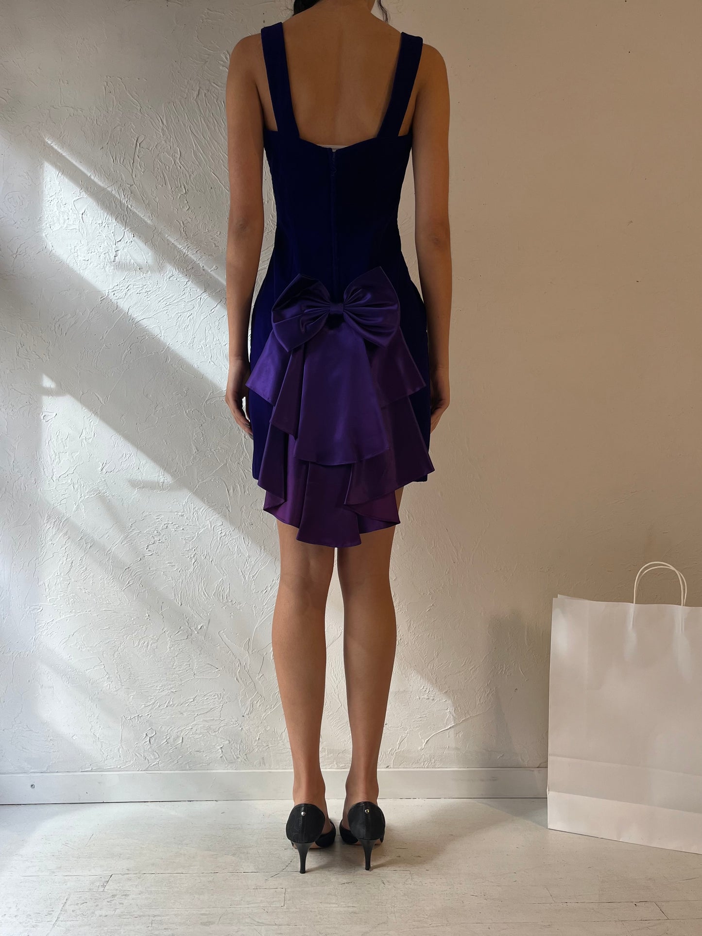 90s 'Steppin Out' Purple Velvet Party Dress / Small