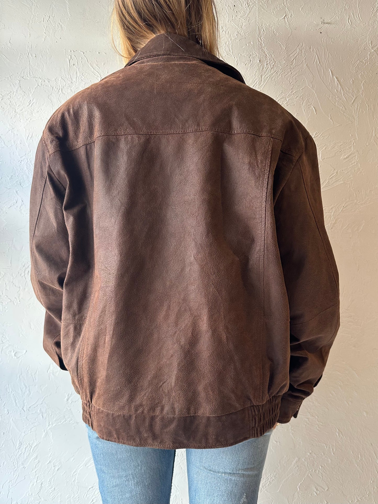 90s ‘Danier’ Brown Leather Bomber Jacket / Large