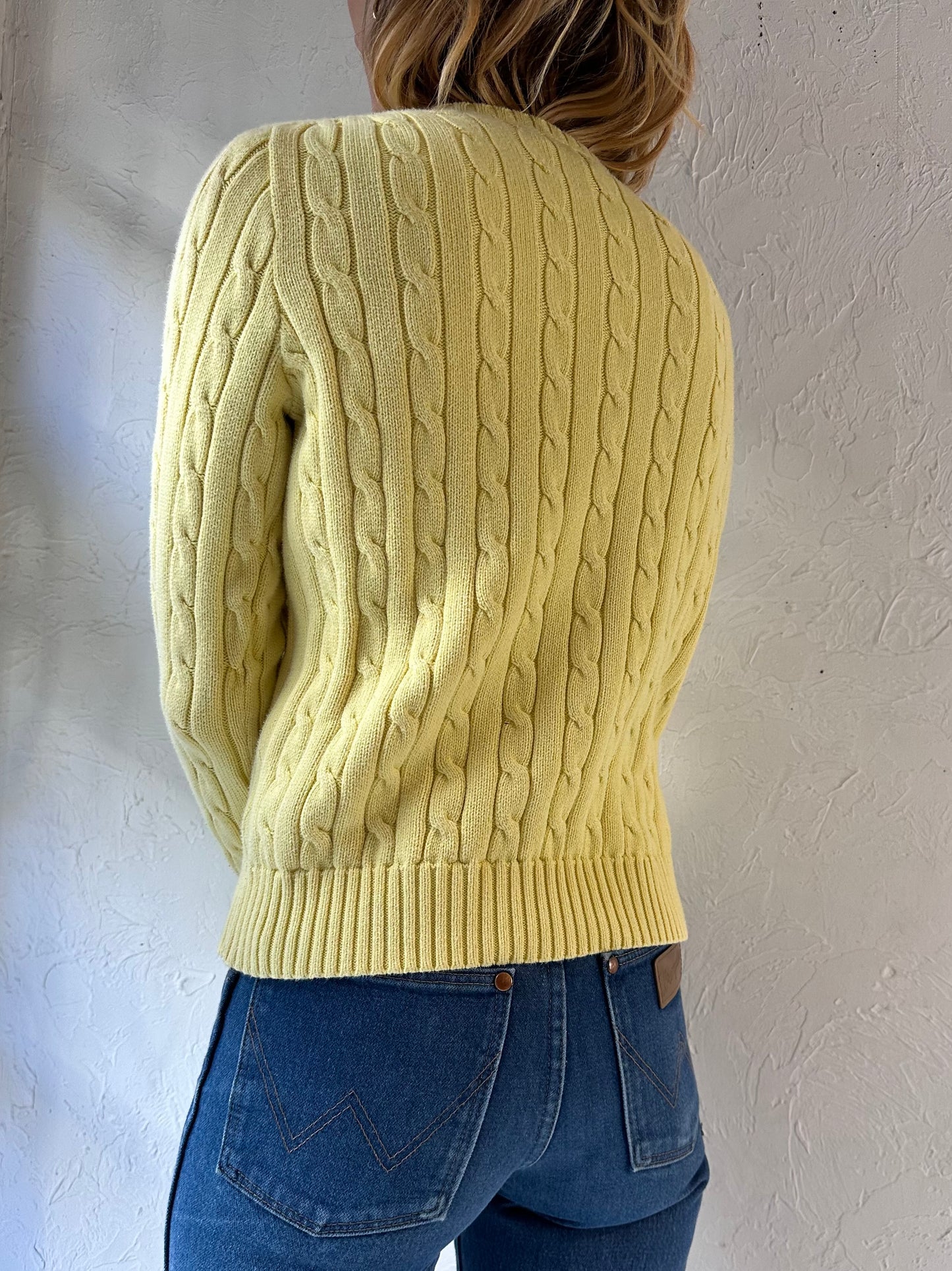 Y2k 'Ralph Lauren' Yellow Cable Knit Sweater / Medium