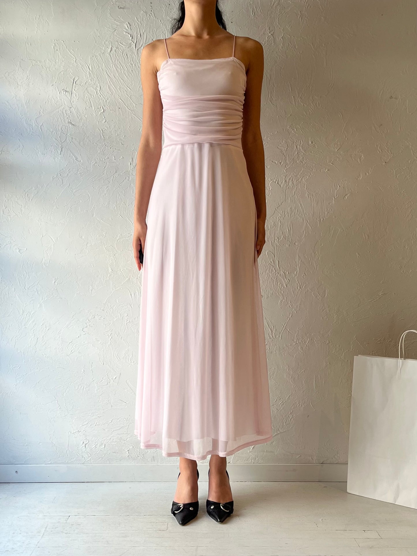 90s ‘Le Chateau’ Pale Pink Formal Dress / Small