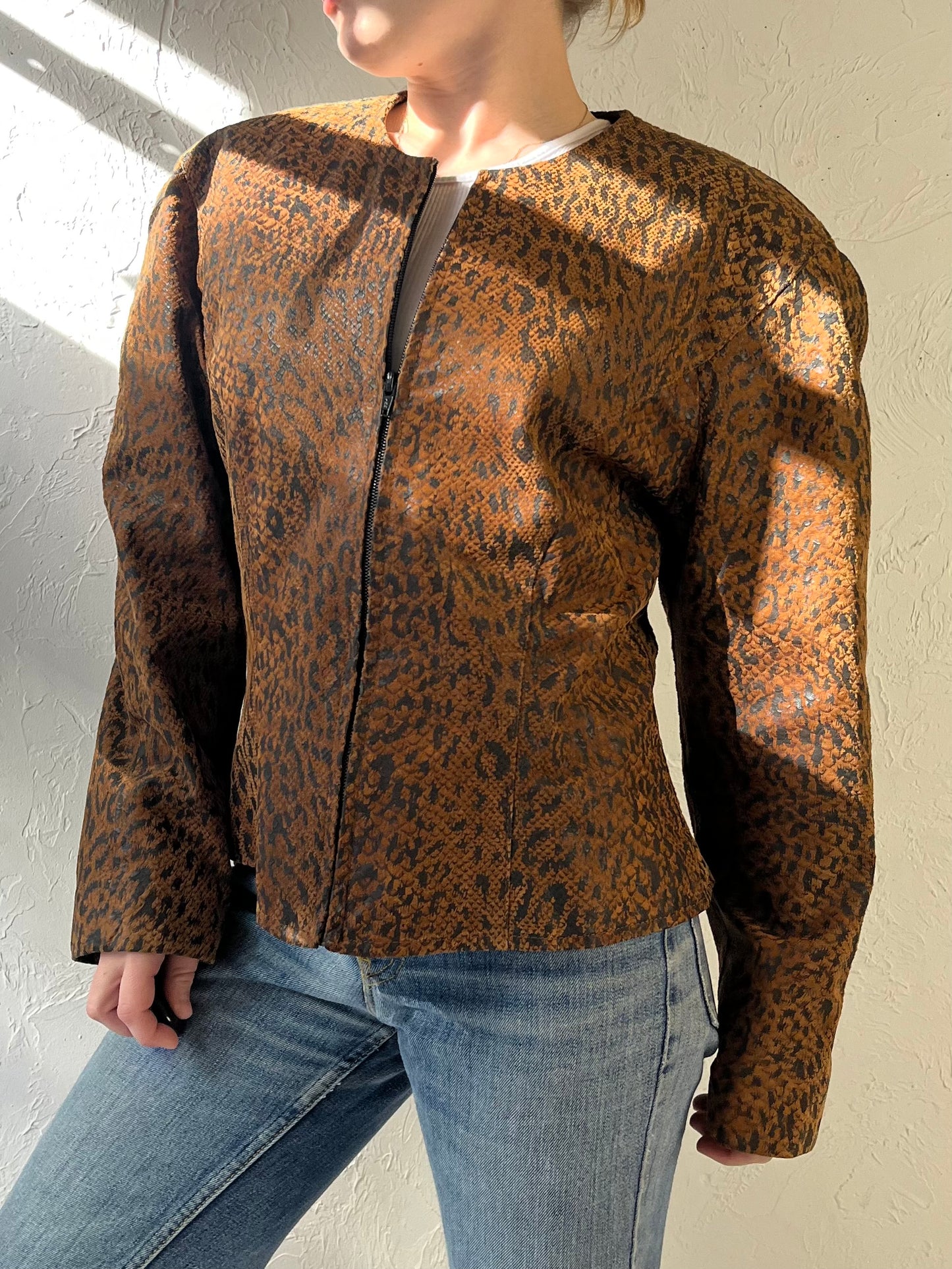 90s ‘Danier’ Snakeskin Leather Jacket / Medium