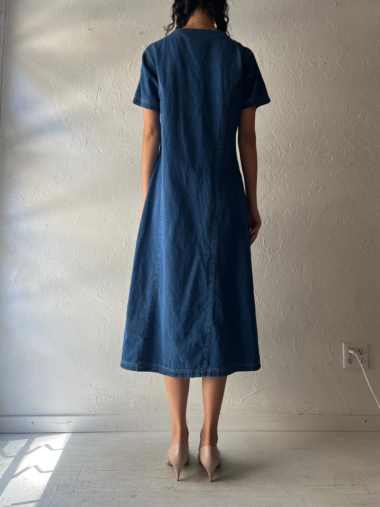 Y2k 'Chic' Button Up Denim Dress / Medium