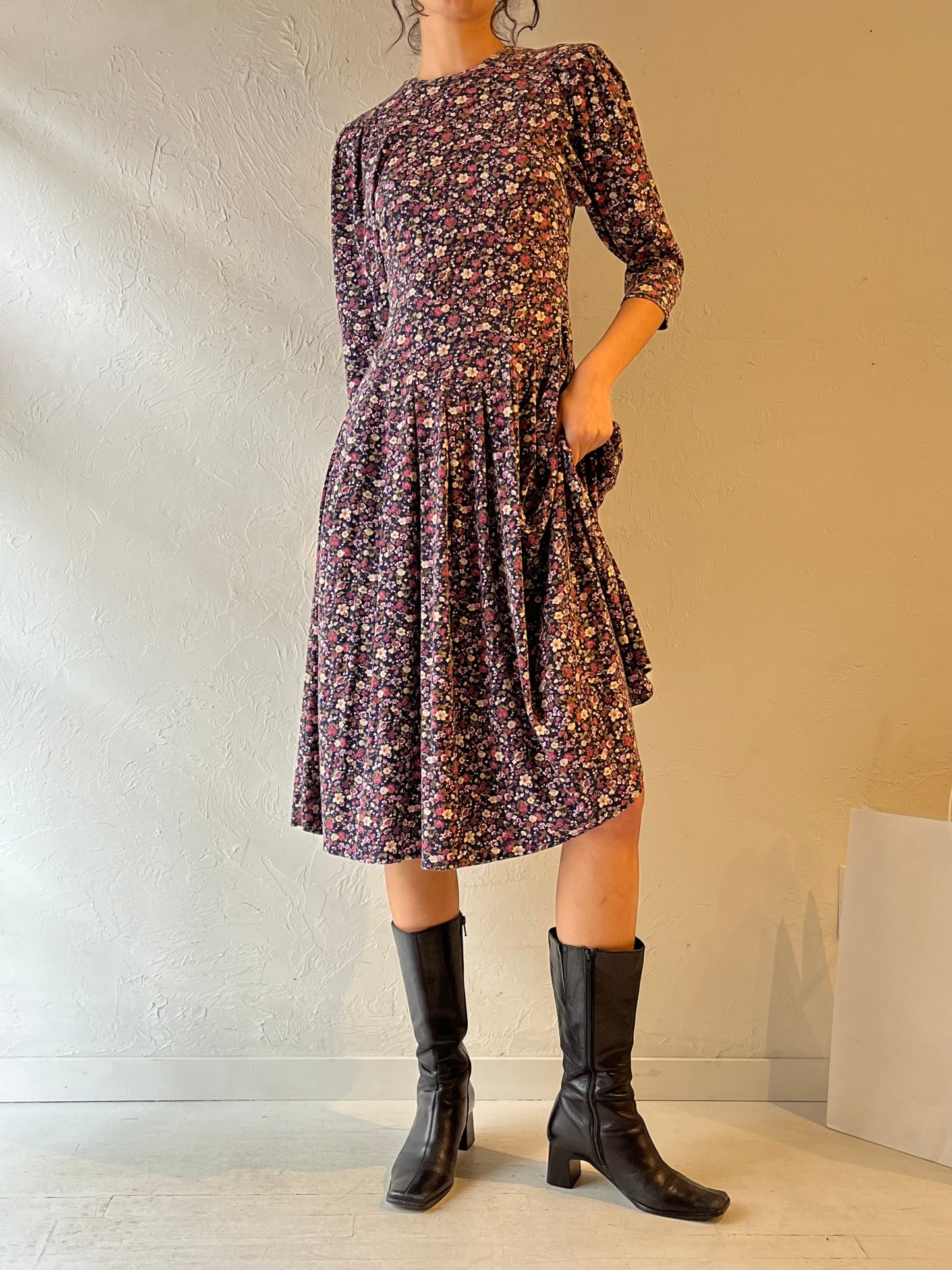 90s ‘Byer Too’ Long Sleeve Floral Dress / Small - Medium