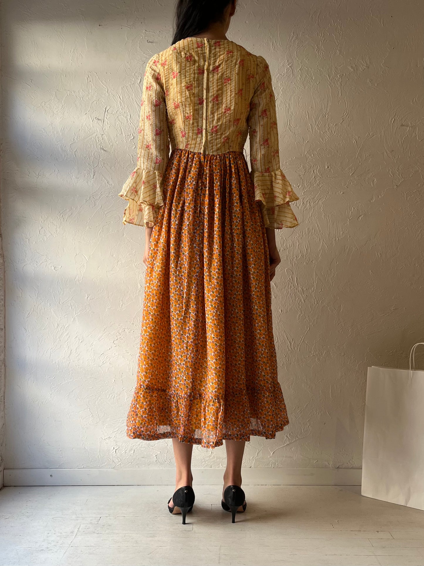 Vintage Handmade Long Sleeve Prairie Dress / Small