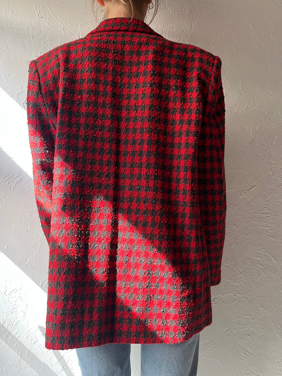 90s 'Adriana' Oversized Herringbone Blazer Jacket / Large