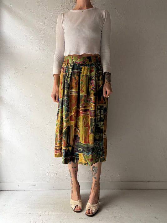 90s 'Norton McNaughton' Abstract Rayon Skirt / Medium