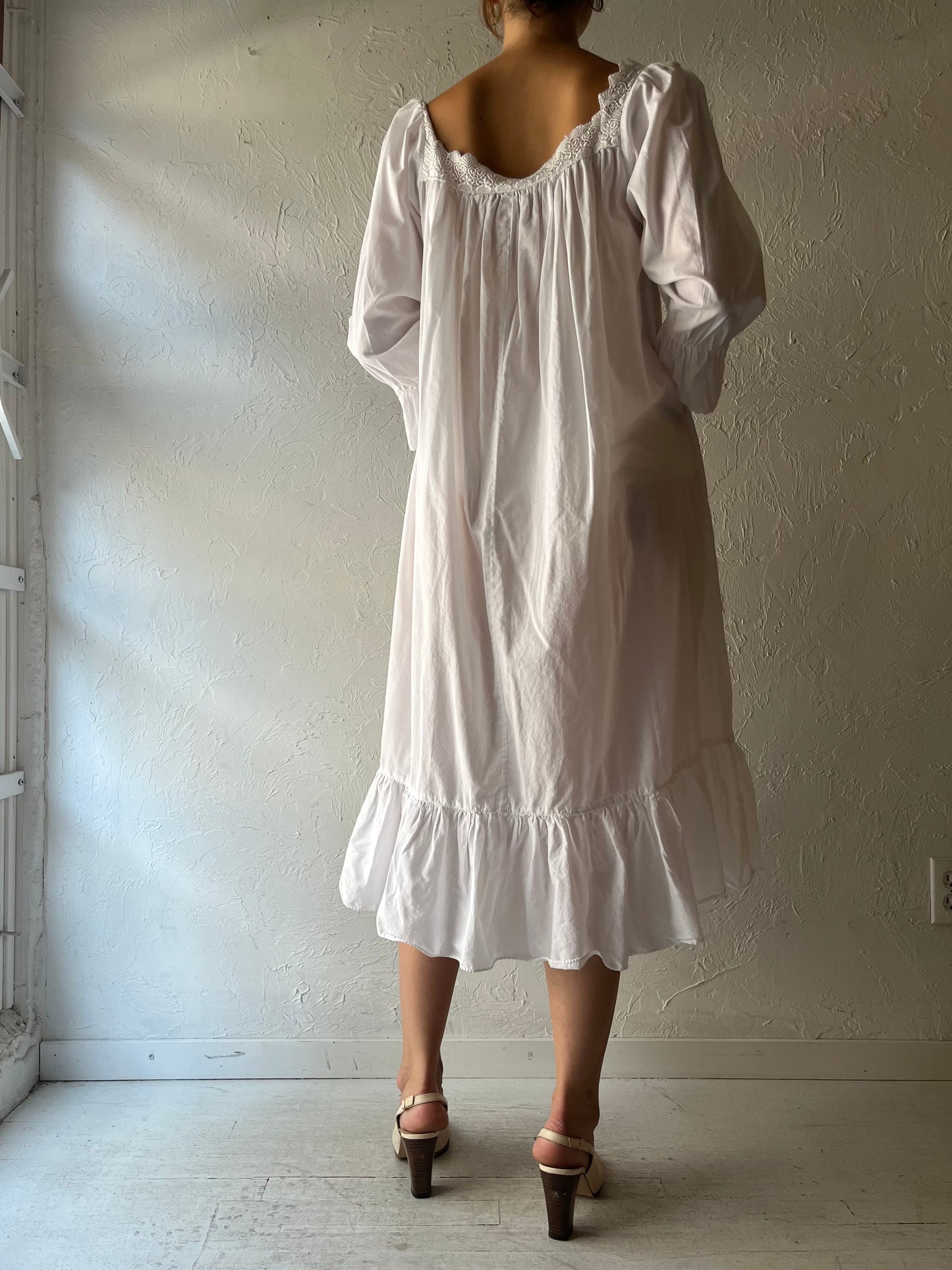 Vintage 'Victorias Secret' Gold Label White Cotton Dress / Medium