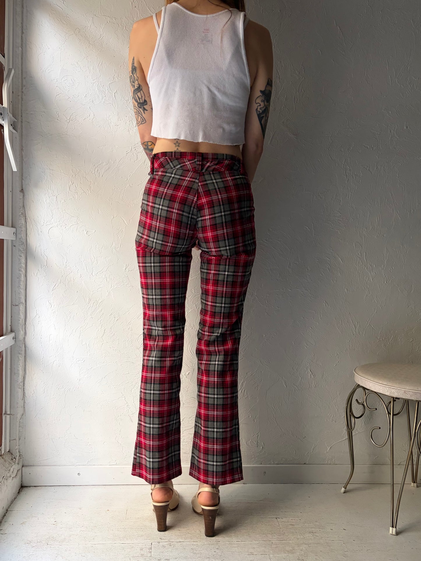 90s 'ILu' Plaid Pants / Small