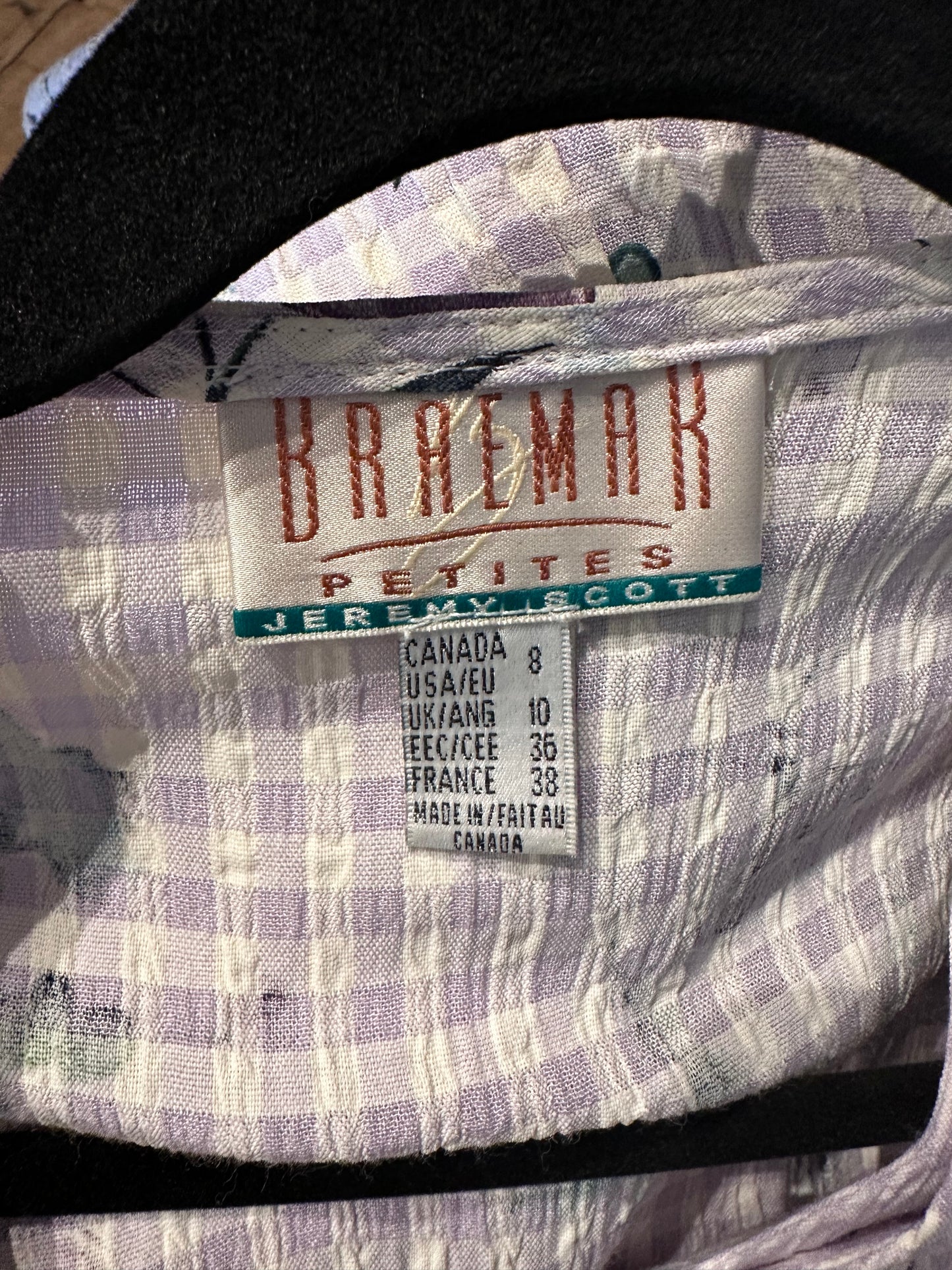 90s 'Braemar' Purple Gingham Dress / Medium