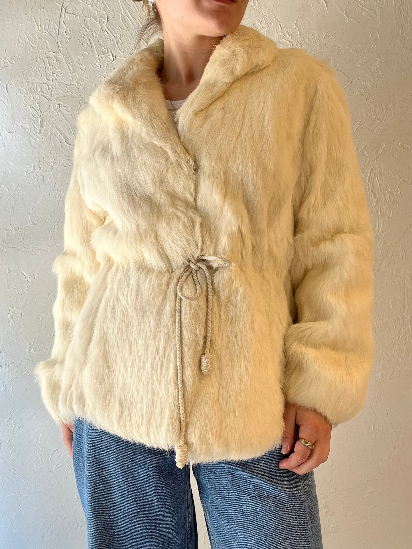 Vintage 'Jaques Aran' White Fur Jacket / Small