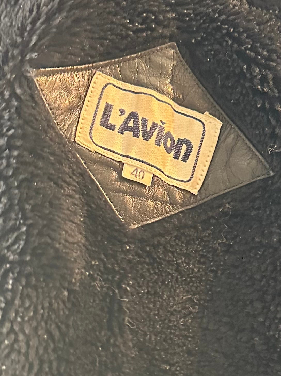 Vintage 'L'Avion' Black Leather Jacket / Medium
