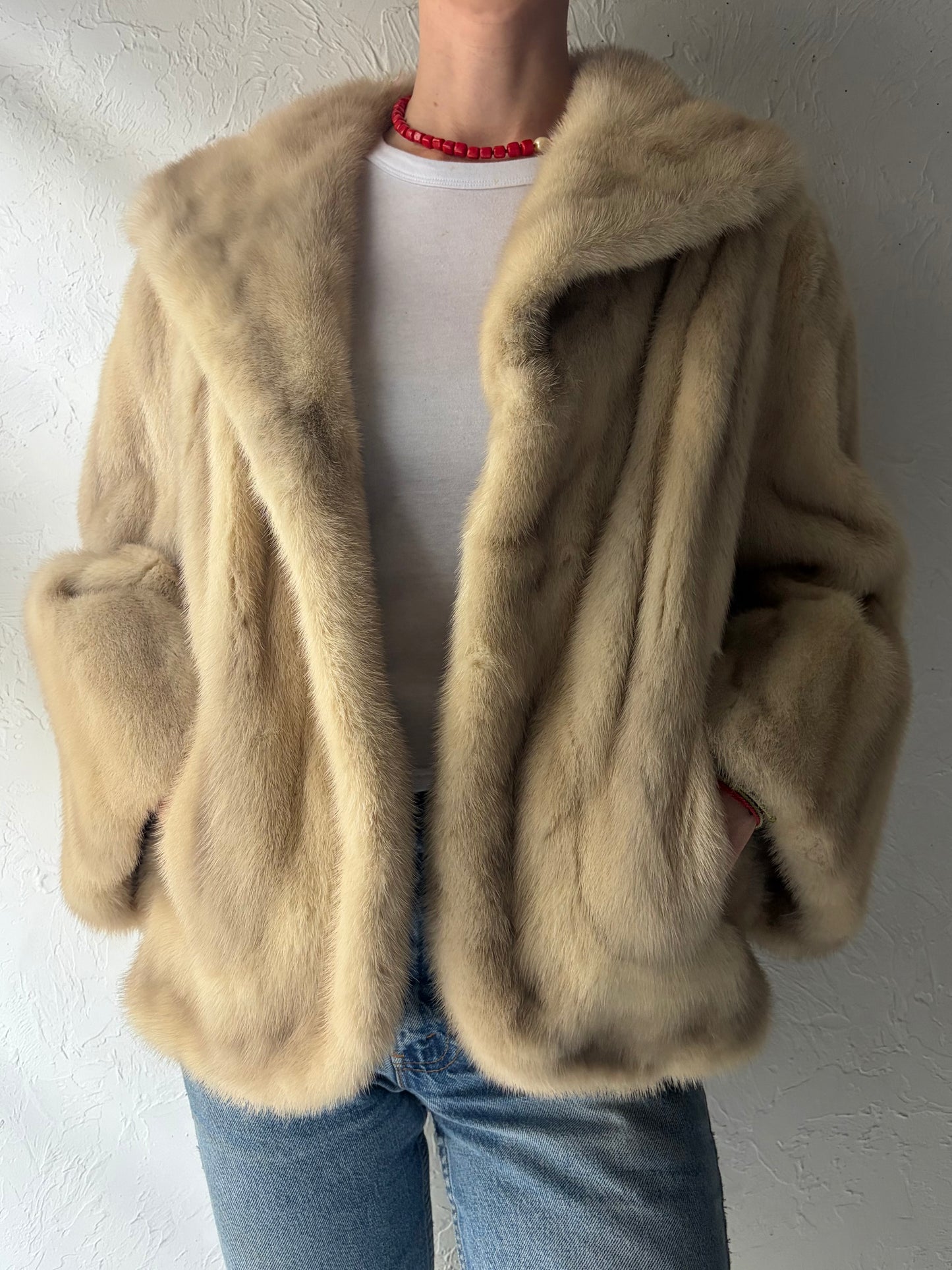 70s Cream Authentic Fur Jacket / Small
