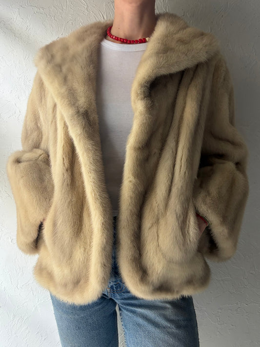 70s Cream Authentic Fur Jacket / Small