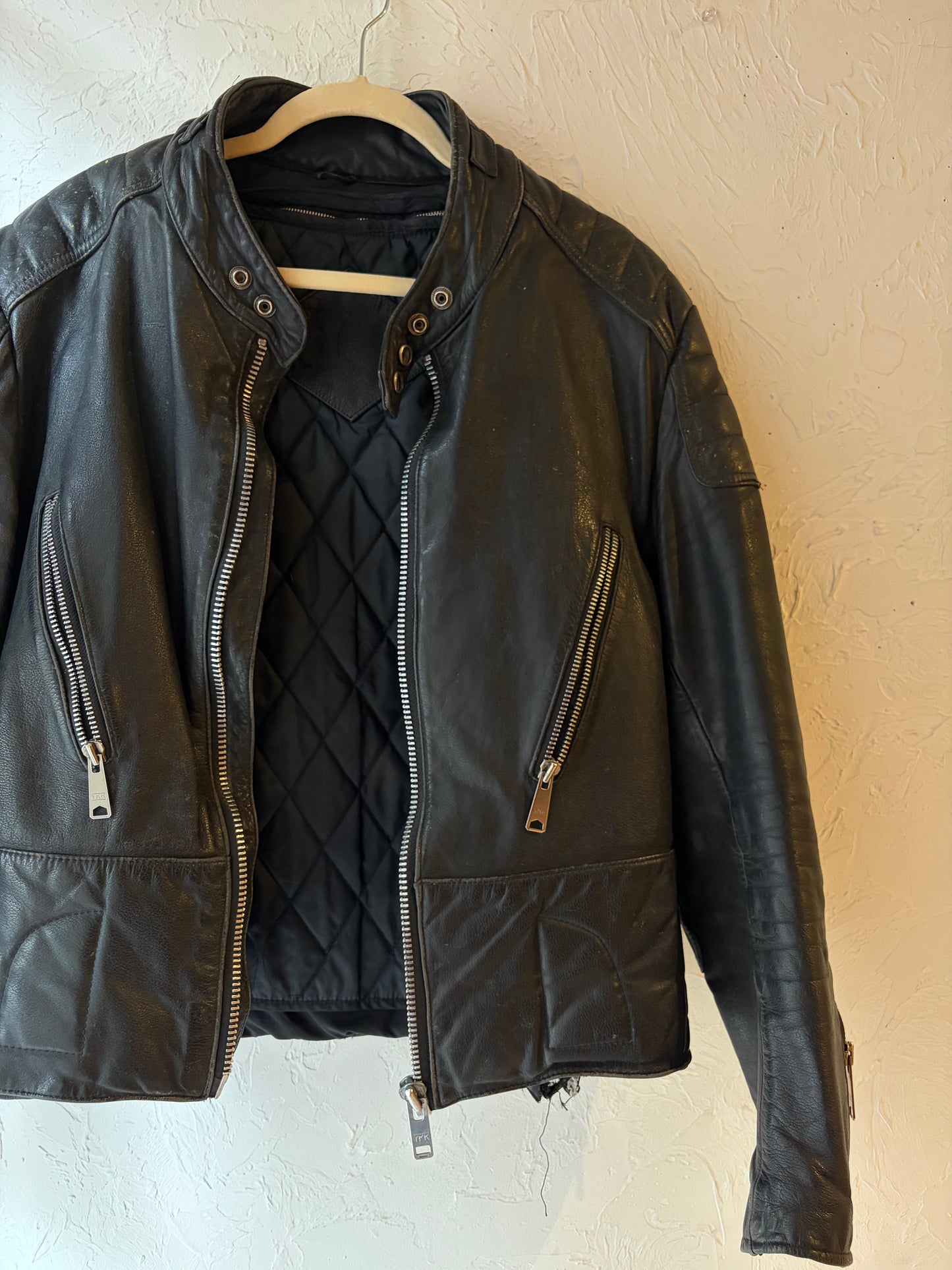 Vintage Heavy Duty Moto Leather Jacket / Medium