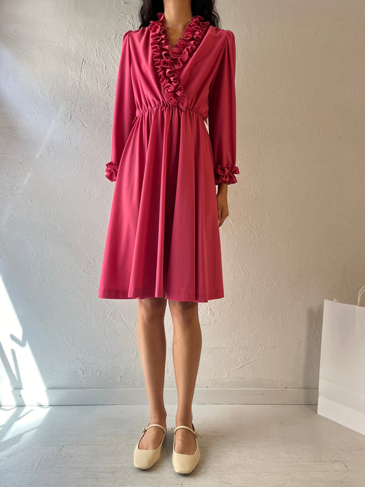 70s 'Lady Carol' Pink Midi Dress / Small