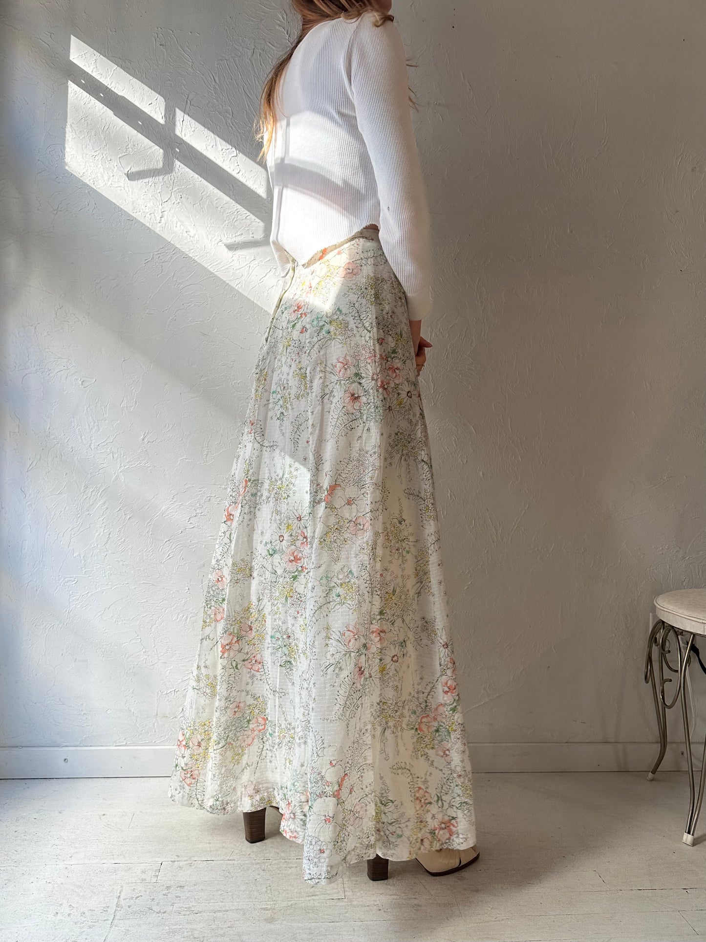 70s 'Koret of California' Floral Maxi Skirt / XS